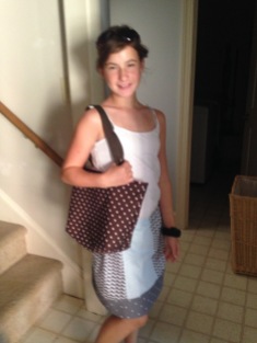 Skirt and bag made from a pattern